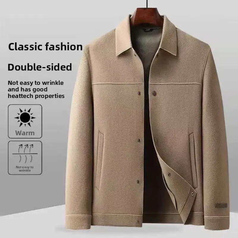 

2025 Autumn/Winter New Men's Double sided Intimate Coat Jacket with 70% Wool Content Thickened Warm Business Leisure Coat
