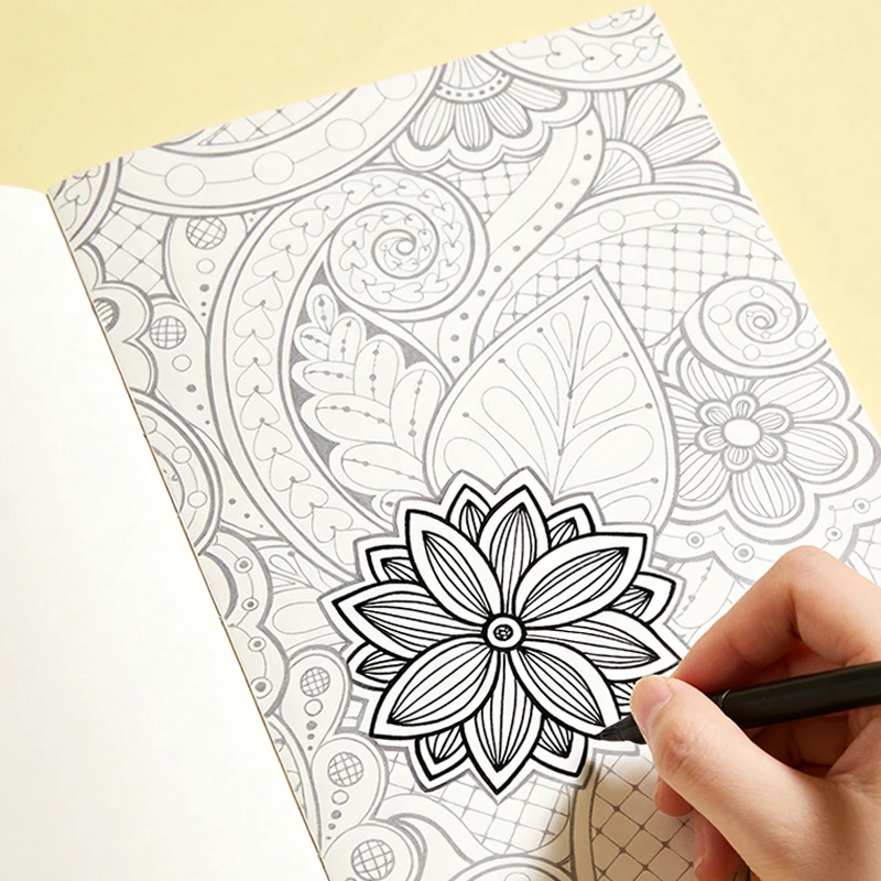A Stress Relieving Mandala Coloring Book, A Flower, Animal, Landscape, Ocean Line Draft Coloring Book, 24 Different Patterns