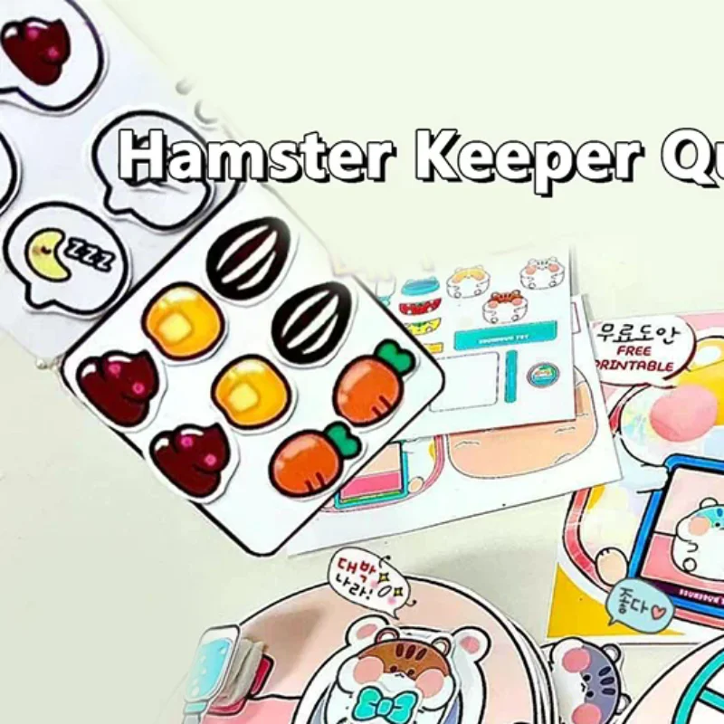 New Kawali Cute DIY Sticker Games Little Hamster Keeper Quiet Book Funny DIY Anime Girls Gift Decompression Toys For Kids