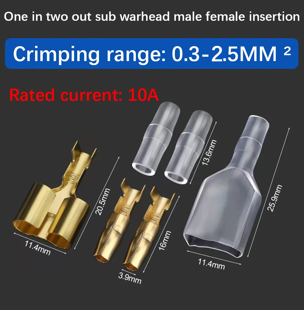 60/120/300 pz 10/20/50 set terminali 4.0 doppio proiettile terminale auto cavo elettrico connettore diametro 4mm 1:2 terminali a crimpare