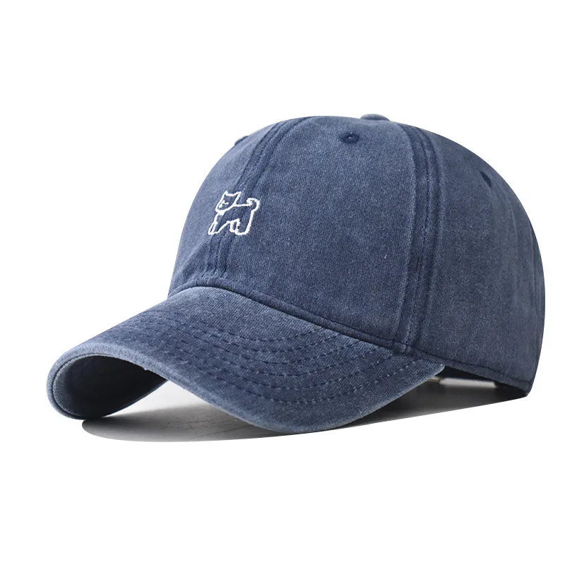 

Fashion Men Women Embroidery Cartoon Dog Japan Design Washed Cotton Soft Baseball Caps Adjustable Sunbonnet Dad Cap Pigeon Hats