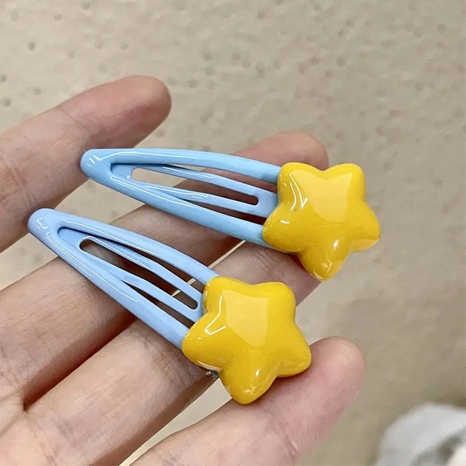 Summer Y2K Hairpin Yellow Star Designs Duck Mouth Clip Bangs Side Clip Blue BB Barrettes Hair Snap Clips Girls Hair Accessories