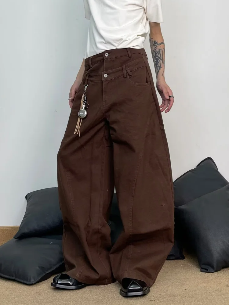 2026 Ropa Y2K Fashion Double Waistband White Baggy Jeans Pants For Men Clothing Straight Cotton Long Trousers Pantalon Hombre view 5