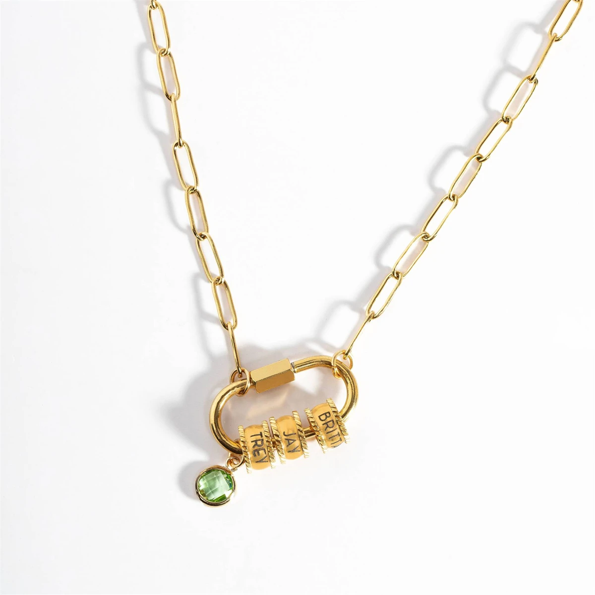 Baja tahan karat Eropa dan Amerika Desember zirkon liontin batu kelahiran, Kalung DIY personalisasi, pelestarian warna