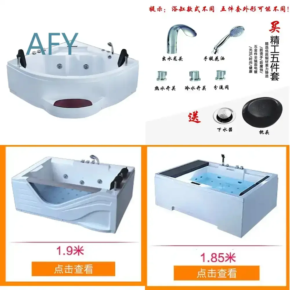 Jacuzzi Acrílico Triangular en Forma de Abanico para Bañera Termostática Doble Independiente con Almohada para Baño Spa