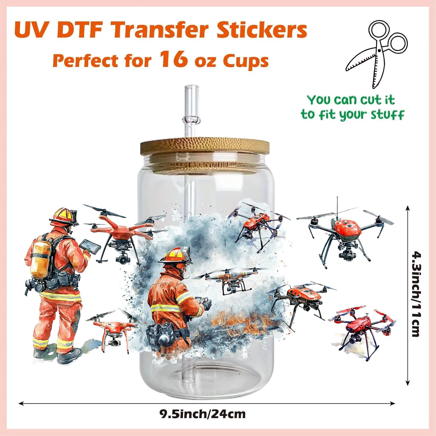15pcs Pride of Career 16oz Rub On UV DTF Sticker Waterproof Party DIY Decals 3D transfers uvdtf tumbler stickers uv dtf cup wrap