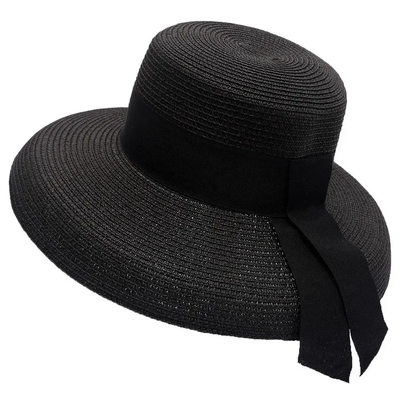 

Summer Flat Bonnet, Big Eaves Fisherman Cap, Japanese Hepburn Style, Handmade Women Beach Holiday Fold Temperament Sun Hat