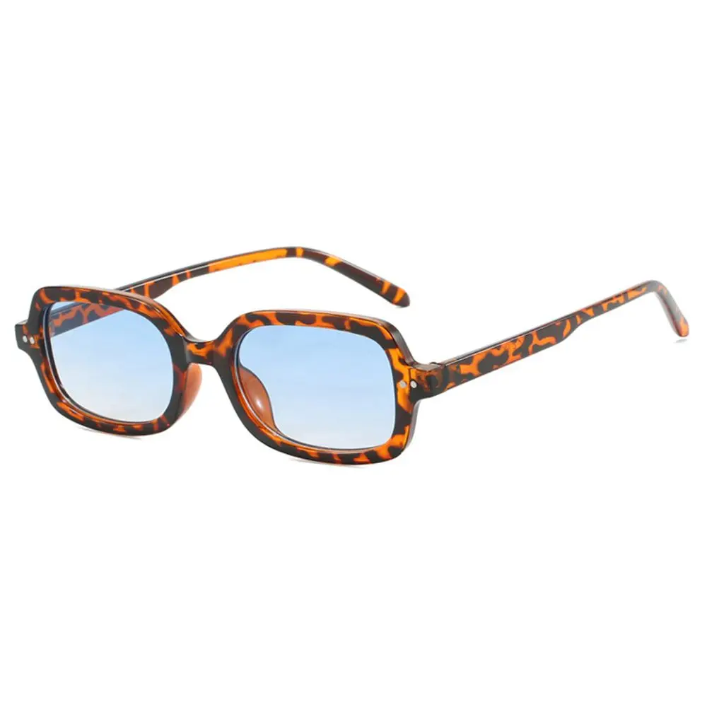 

Fashion Rectangle Sunglasses Vintage Small Square Sunglasses Rivets Decoration Gradient Shades UV400 Leopard Blue Sun Glasses