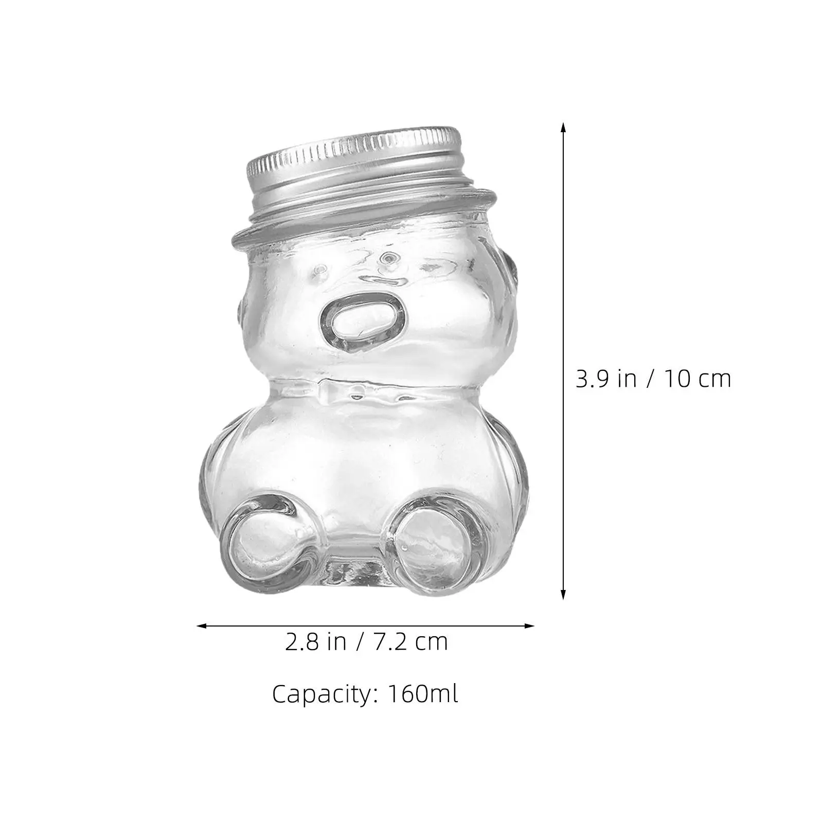 4Pcs Transparent Bear Shaped Glass Honey Jar Decorative Storage Containers Honey Dispensers Birthday Wedding Bear Jar