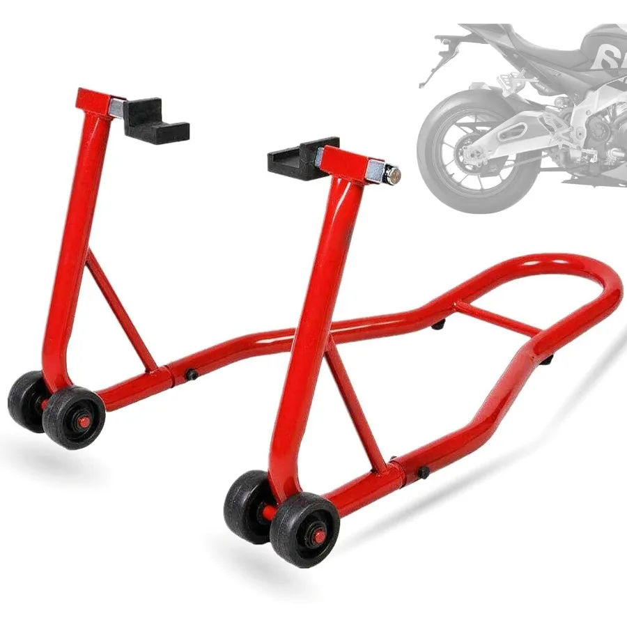 

Heavyduty 485lbs Motorcycle Lift for Rear Wheel Support with Deep Red LFork Head Design Ideal for Maintenance and Repair Work i