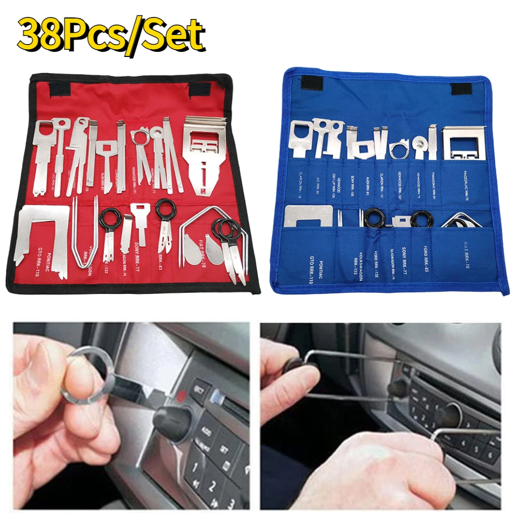 

38Pcs Car Stereo Radio Removal Tool Key Kit Auto Radio Panel Door Clip Panel Trim Dash Automotive Navigation Disassembly Tools