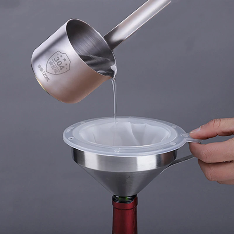 

Hot Sale 1pc Stainless Steel Funnel Filter Screen Food Grade PP Nylon Mesh Soybean Milk Boiling Water Oil Filter
