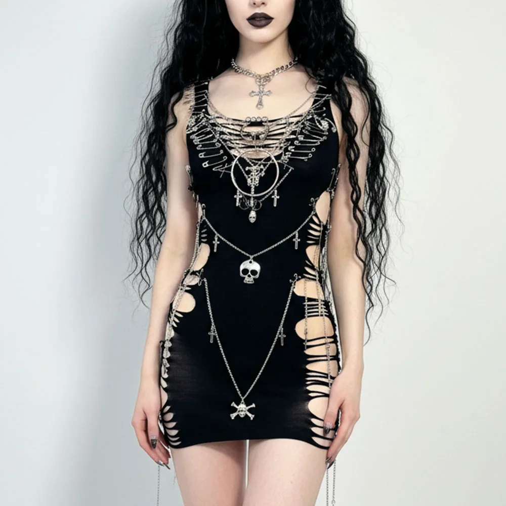 Women's Y2K Gothic Cyber Goth Cross Crop Top Emo Grunge Punk Style