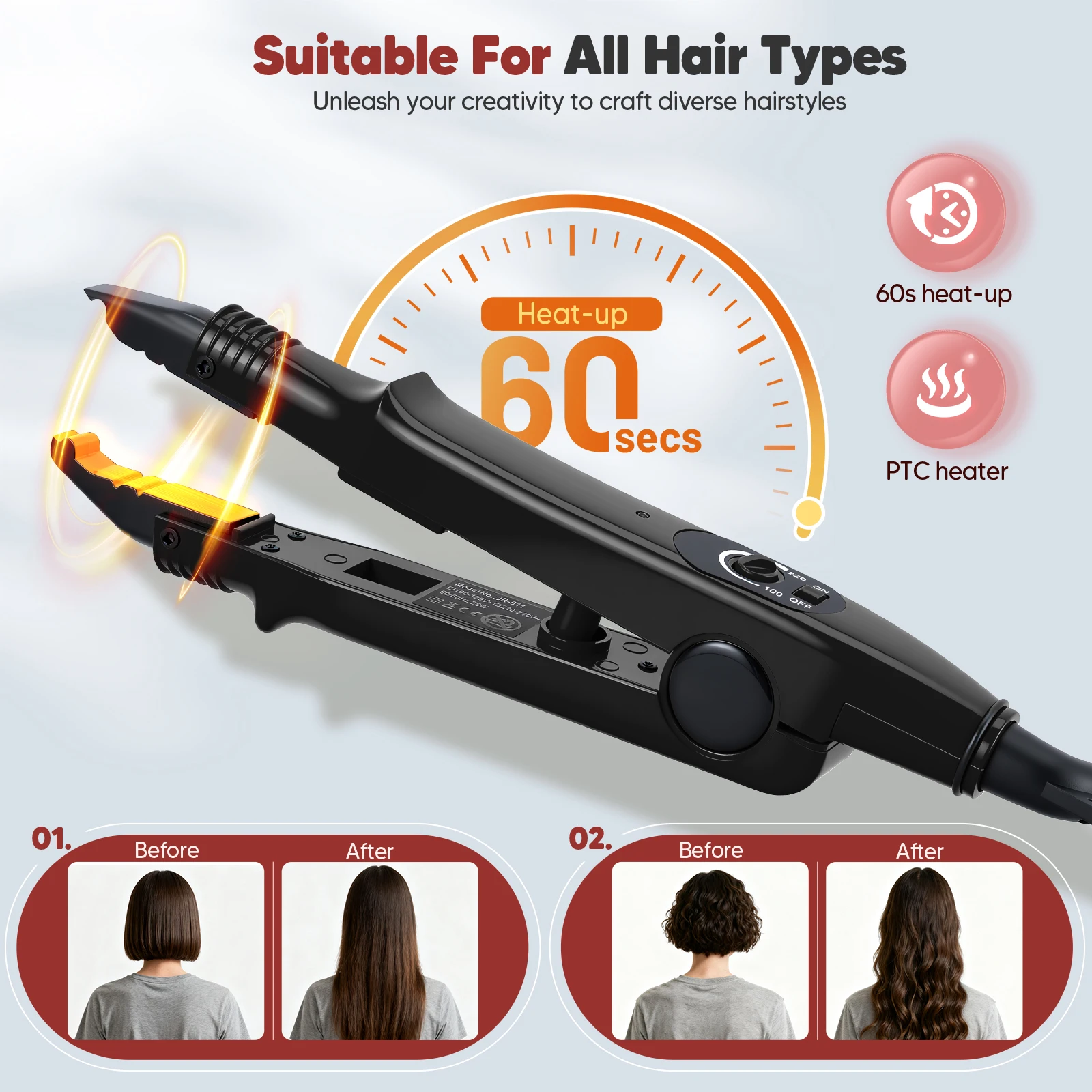 

Professional Hair Extension Tool Hair Connector Fusion Heat Iron Connector Adjustable Temperature Melting Tool UK Plug