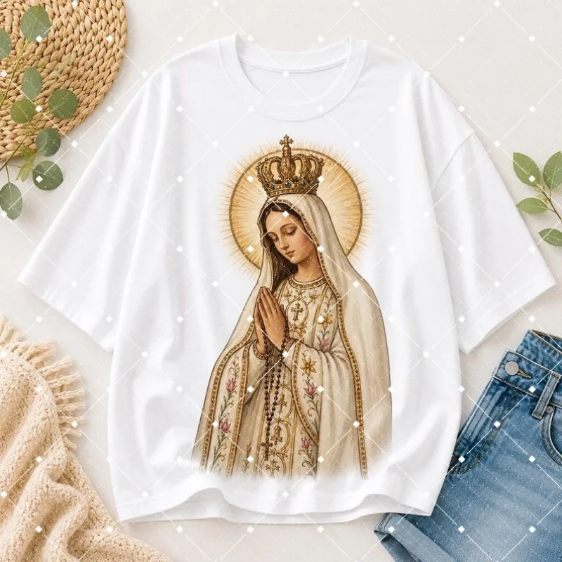 T-shirt confortable à motif artistique vintage de Notre-Dame Vierge Marie, dévotion religieuse catholique
