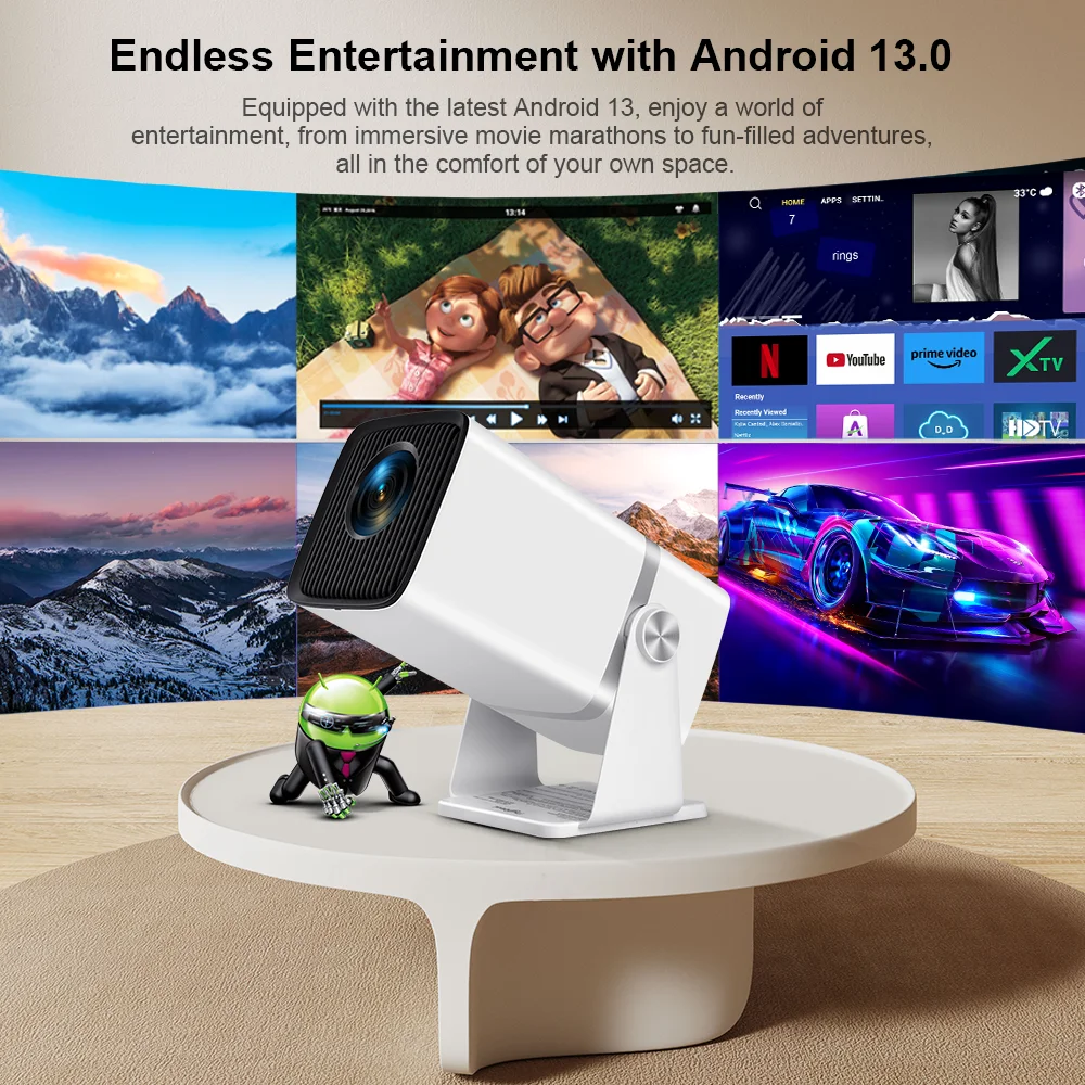 ThundeaL 4K Projetor Full HD FHD TD80W Android WiFi 3D Home Theater TD80 Projetor de feixe portátil Reunião de vídeo Filme PK HY320 HY320W HY300 HY300W Projetor