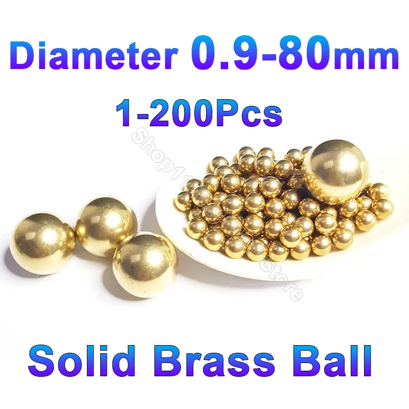 1-200pcs Solid Brass Precision Balls H62 Pure Copper Smooth Round Beads Electrical Instrument jewelry Accessories 0.9/1/1.2-55mm