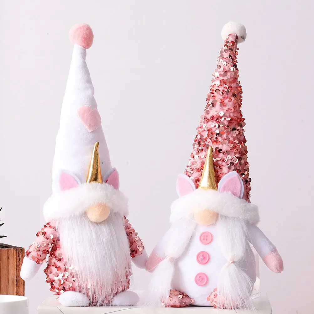 Long Hat Cute Gnome Adorable Dwarf Festival Adornment Home Decor Valentine's Day Pink Tabletop Ornament Desktop Decoration