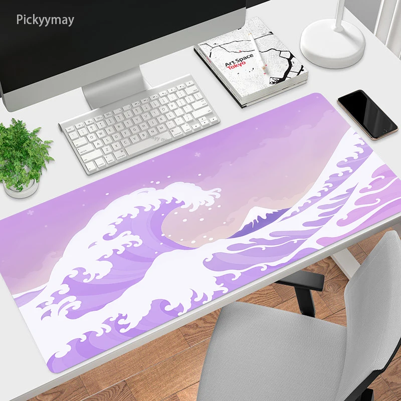 XXL Große Welle Weg Von Maus Pad Japanische Kunst Computer Gamer Locking Rand Mousepad Tastatur Büro Deskmat Tisch Matten Nicht-slip Teppich