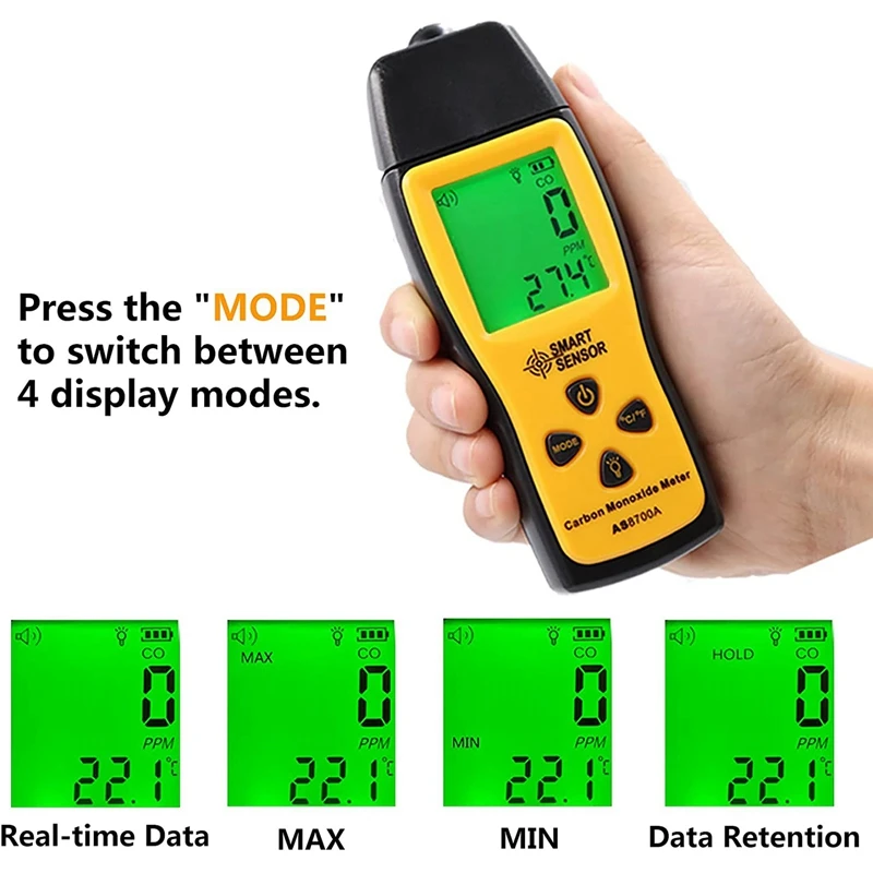 Hot TTKK Handheld Carbon Monoxide Meter, 80Db Light CO Leak Detector, Portable Handheld CO Detector, CO Gas Analyzer