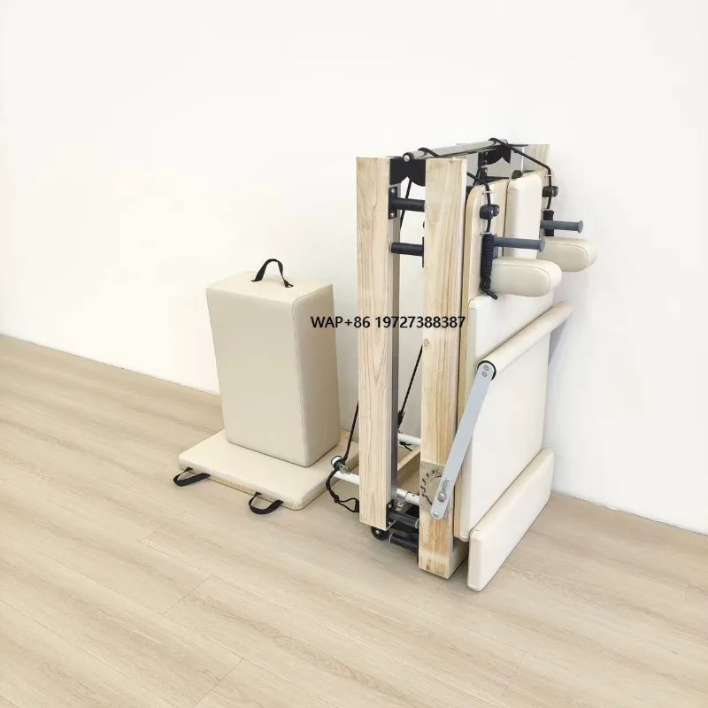 Abdominal Back Muscles Strengthening Pilates Reformer Machine Folded Oak Wood for Body Function Recovery Classes