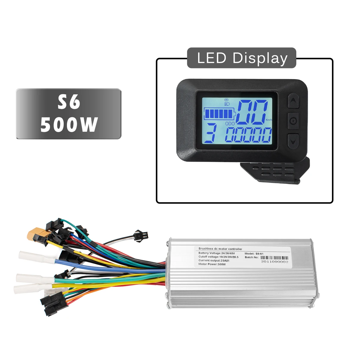 Electric Bicycle Display Meter 5 Pin  S6 24V-48V 250W 350W 500W Motor Brushless Controller