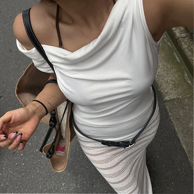 Y2K Top corto sexy senza schienale da donna Top estivi casual manica corta scollo a V streetwear pullover slim maglietta con spalle scoperte