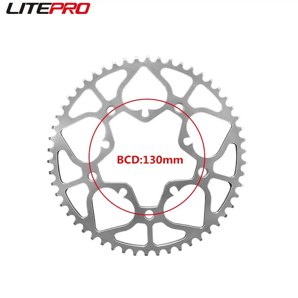 Litepro For Brompton Bicycle Spade Chainring 52 54T Folding Bike Aluminum Alloy BCD130MM Silver Sprocket Chainwheel