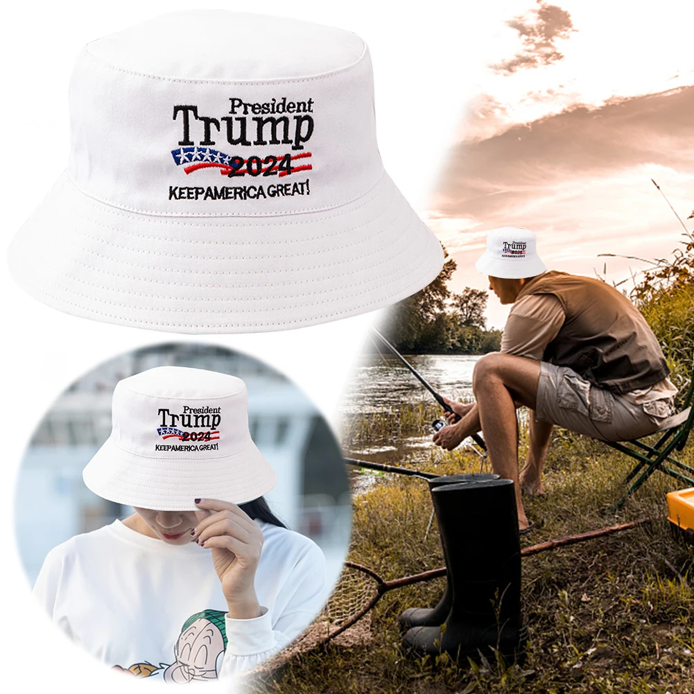 Trump 2024 Bucket Hat Keep America Great Outdoor Fishing Cap Cotton Beach Sun Hat Summer Breathable Sun Cap for Outdoor Sports