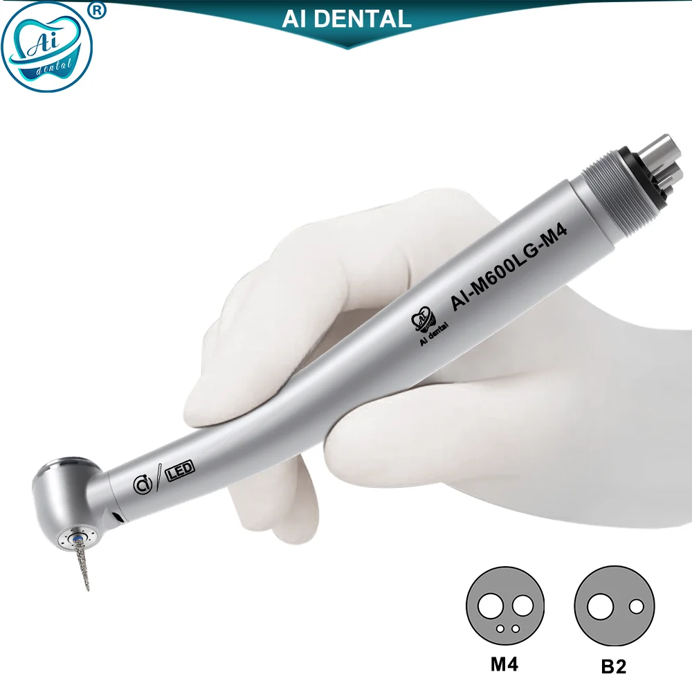 LED standard head dental air turbine high speed handpiece with ceramic cartridge  for 2/4 holes dentist units M600LG/AI-C-M600LG