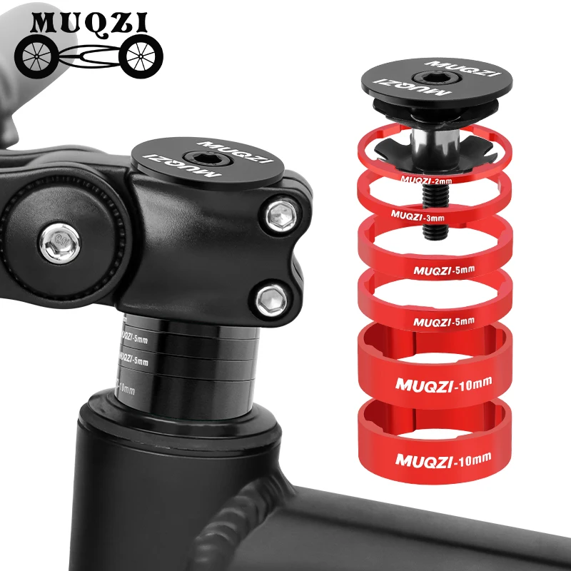 MUQZI Headset-Abstandshalter-Set, 1-1/8 Zoll, 28,6 mm, MTB, Rennrad, Gabel, Unterlegscheibe, 2 mm, 3 mm, 5 mm, 10 mm, mit Vorbau oben