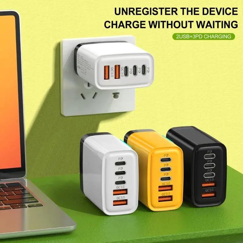 USB+3PD Fast Chargers With Intelligent LED Charging Hubs For Phone Type c Devices Travel Office Home Use H8WD