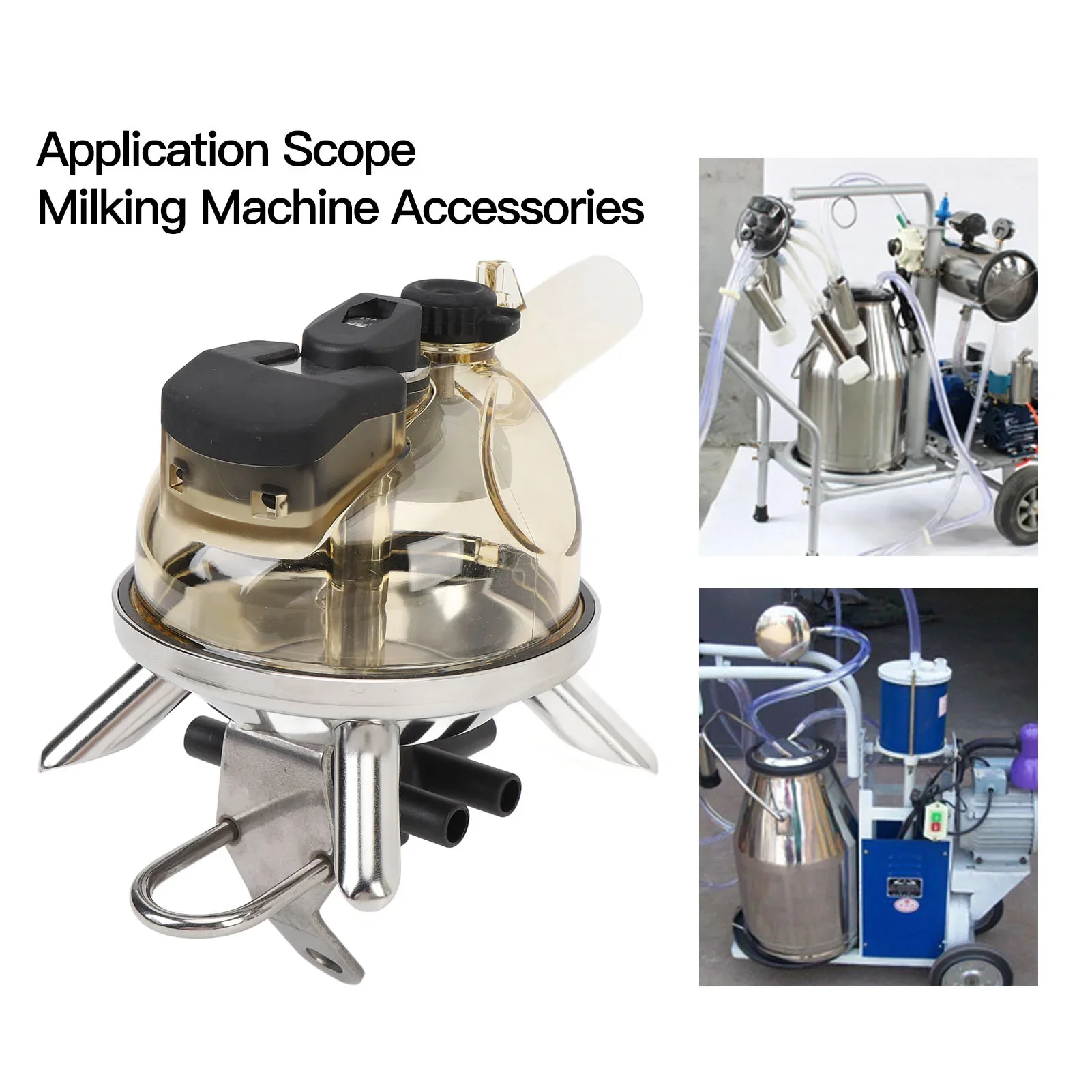 

Cow Milk Collector 300ml Stainless Base Transparent Cover Cow Milking Cluster for Farm Cow Milk Collector Tool Milk Claw Cluster