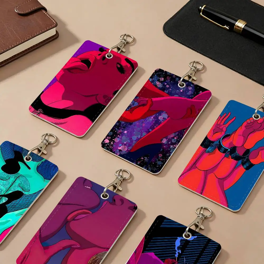 Sexy Cartoon Image Psychedelic PU Leather Card Holders Anti-lost Protective Cover Cases Cards