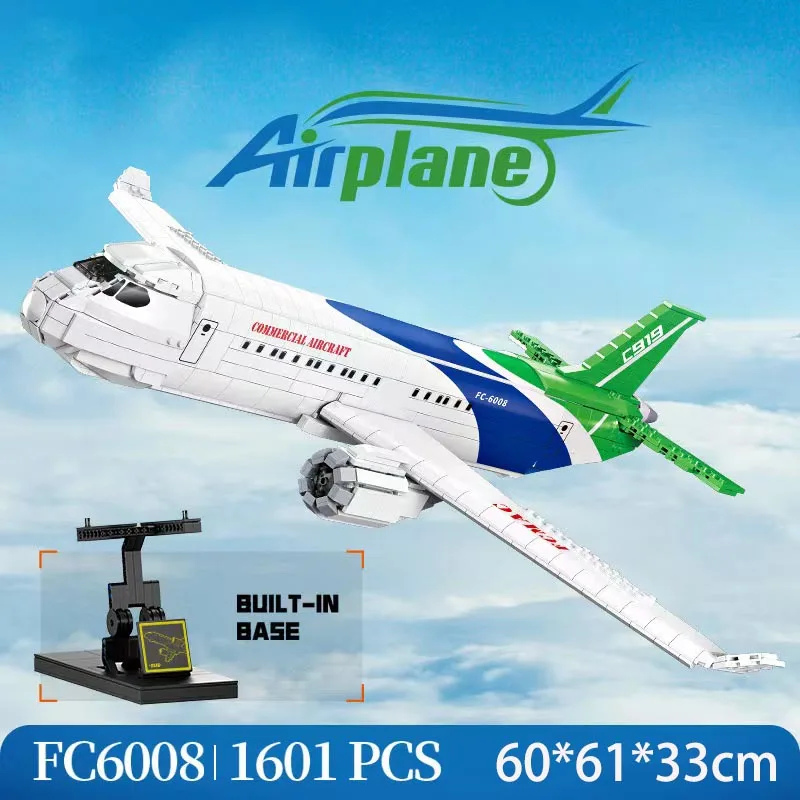 

City Aircraft Chinese Airliner Building Blocks Set Aerospace Plane Model Kit Ornaments Adult Kids Toys For Boys Christmas Gift