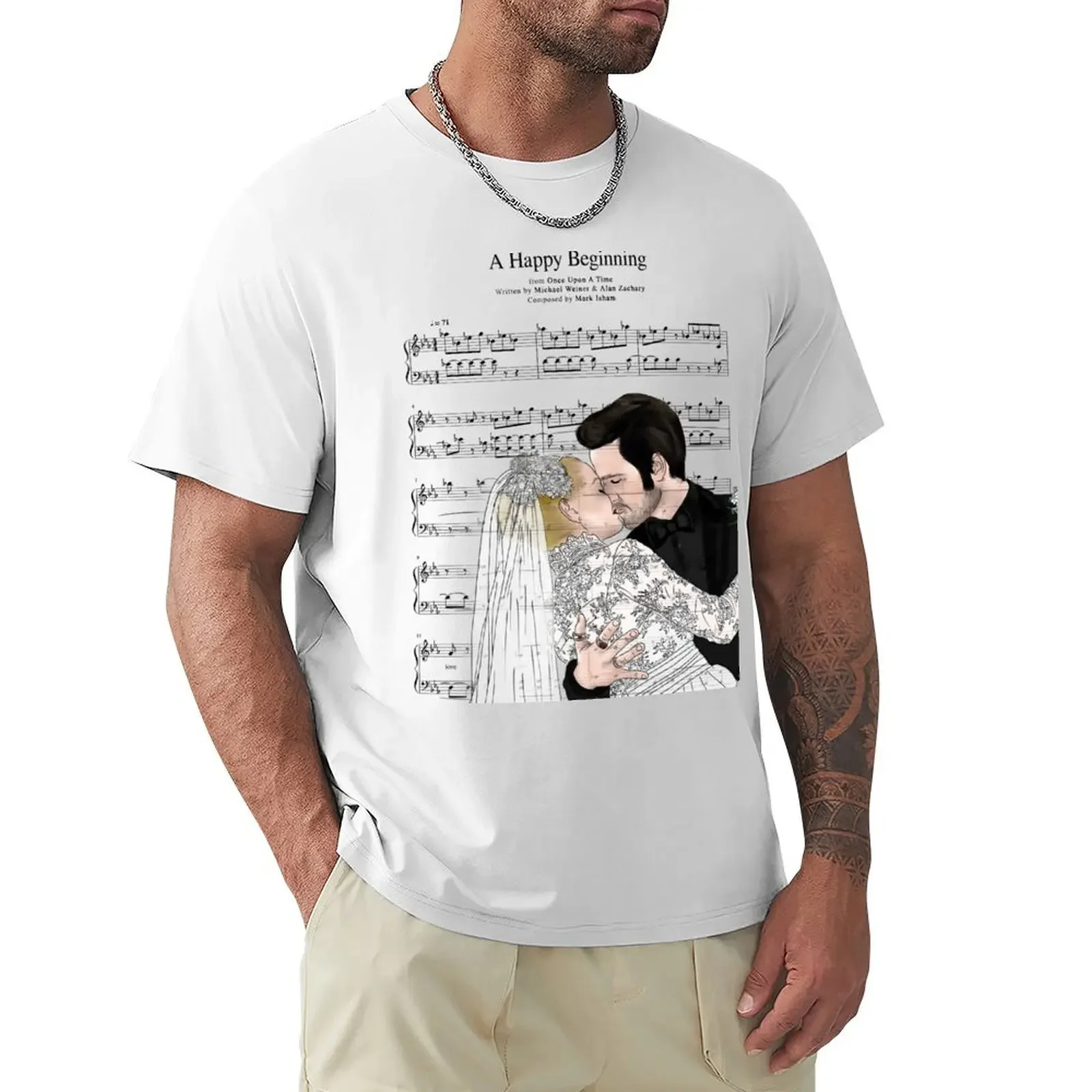 Captain Swan Music Sheet T-Shirt sweat blue archive fitted t shirts for men