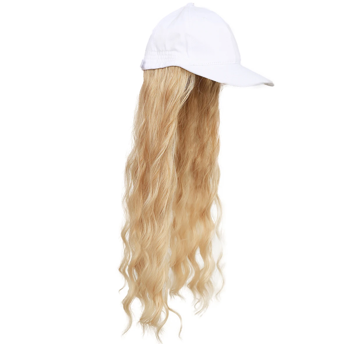 Baseball Cap With Hair Extensions For Women Adjustable Hat With Synthetic Wig Attached 26inch Long Wavy Hair Baseball Cap