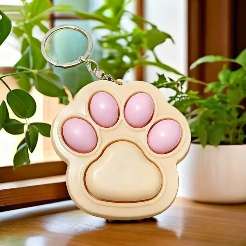 Kreativer Fingertip-Katzenpfoten-Knopfanhänger, Cartoon-Schlüsselring, Katzenpfoten-Schlüsselanhänger, Kawaii-Katzenpfoten-Tastatur-Taschenanhänger, Dekoration – Detail 3
