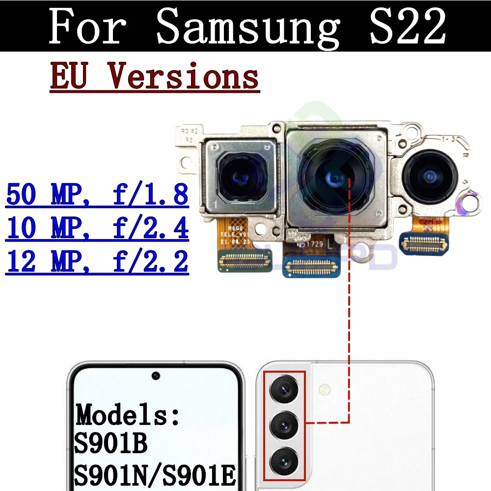 Back Camera Cover Lens For Samsung Galaxy S22 5G SM-S901 Telephoto + Wide + Main Front Rear Camera Module Flex Parts