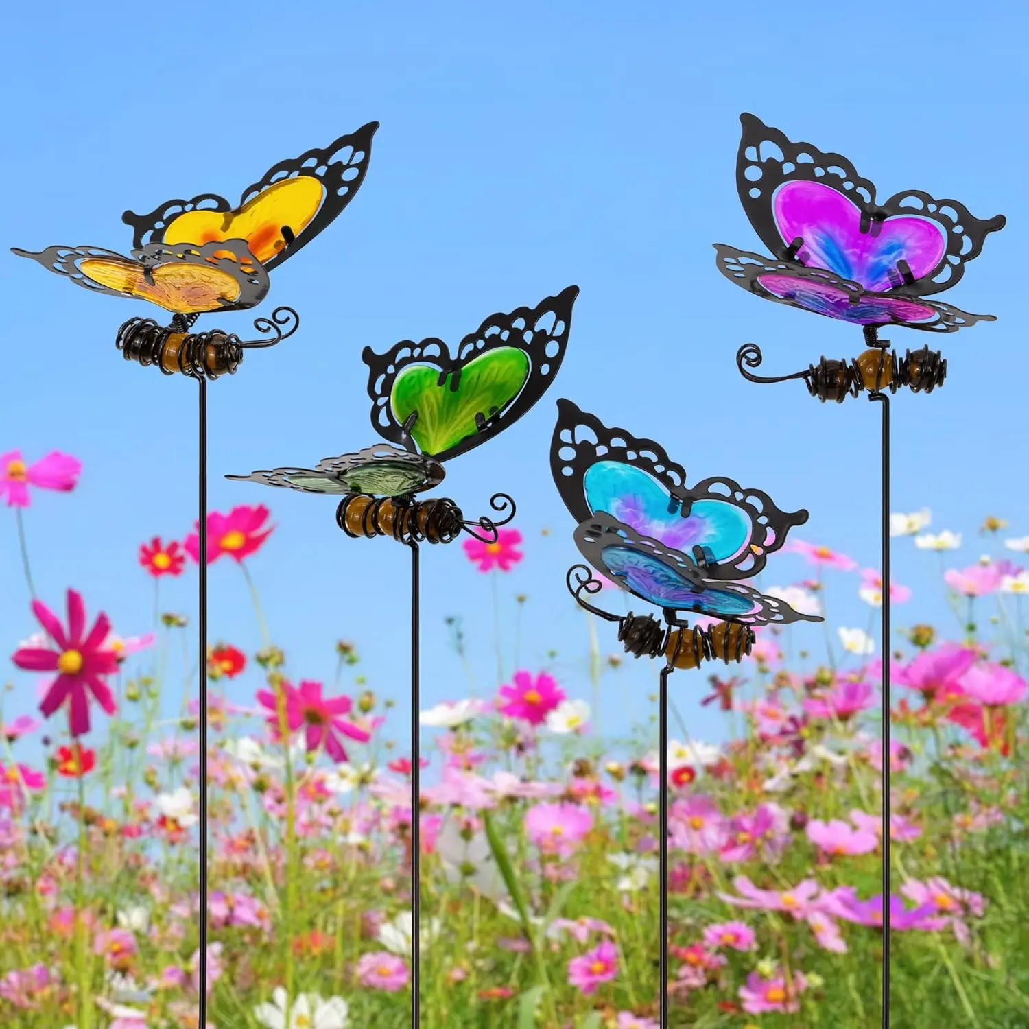 

Butterfly Garden Stakes,Kit Made of Glass and Metal,Colorful Butterfly Garden Decorations Can Make The Garden Full of Color and