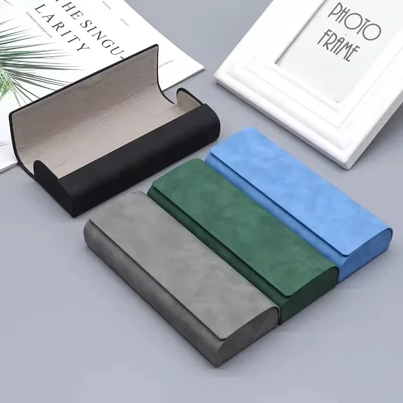 

1pc Simple Leather Eyewear Case Optical Retro Myopia Glasses Sunglasses Storage Box Fashion for Men and Women
