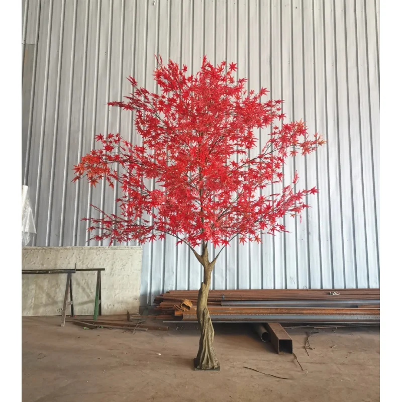 custom.large Simulation Of 4 Holding The Column Of Red  artificial maple tree