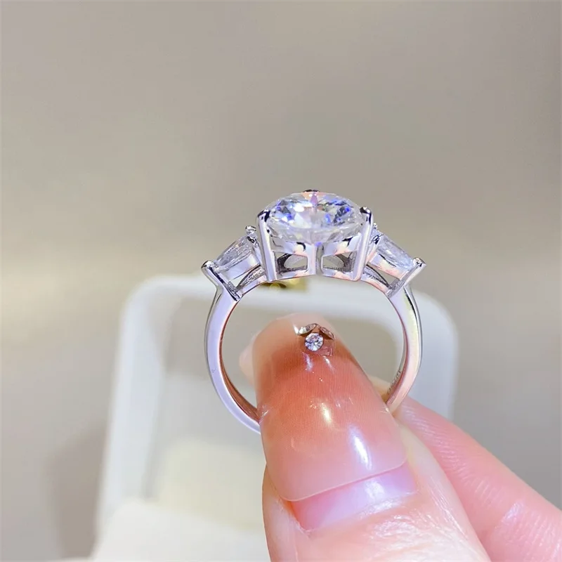 Luxury Platinum Solid Platinum PT950 Women's Ring Diamond Large Carat Wedding Anniversary Gift