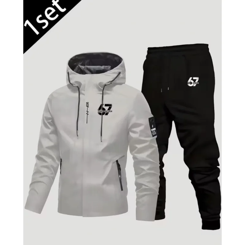 New Men's Suit Jacket + Trousers Set, Autumn Winter Office Outdoor Casual Fashion Sport Versatile Two-Piece Jacket