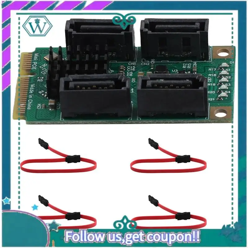 

A75Q-Expansion Adapter PCIE To SATA Expansion Card Full Height MPCI-E To Quad SATA HDD Interface Adapter Card For Synology