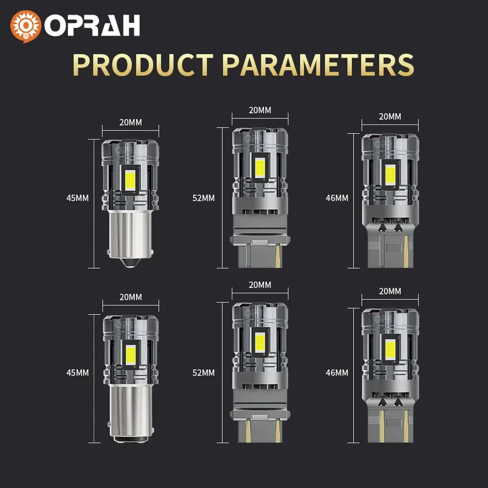 Oprah LED 전구 캔버스 1157 BAY15D T20 7443 7440 P21/5W 3570SMD, 선풍기 방향 지시등, 브레이크 후진등 포함, 1156 ba15s P21W, 2 개