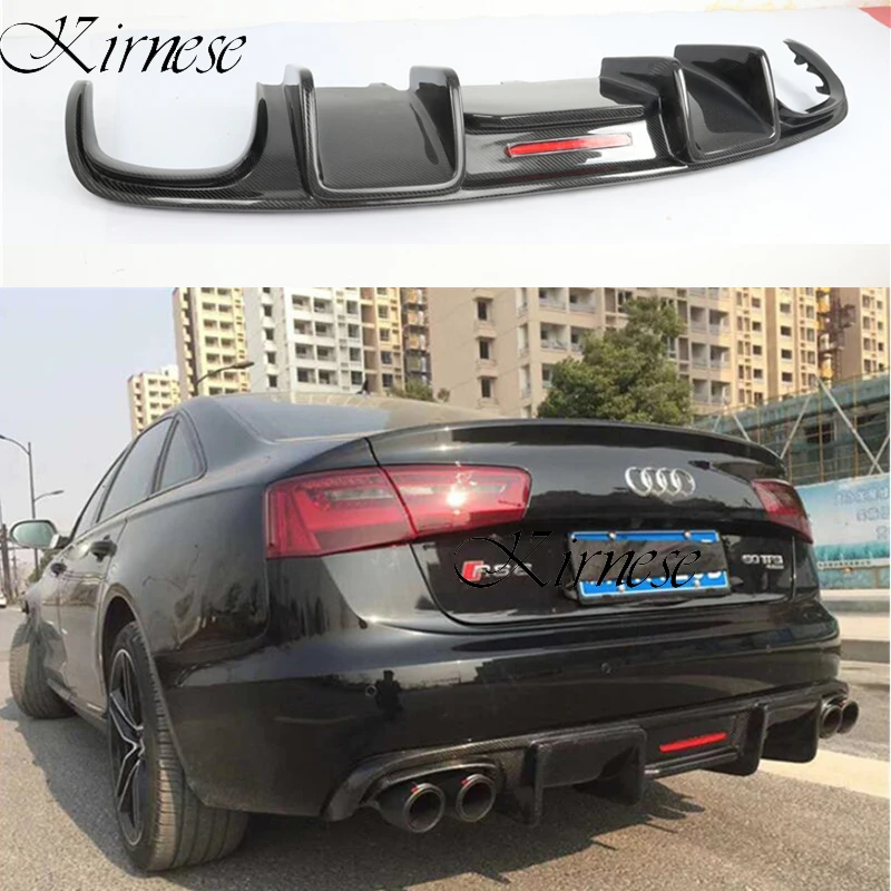 For Audi A6 S6 C7 2012-2015 Carbon Fiber Rear Lip Spoiler High Quality Bumper Diffuser Car Accessories