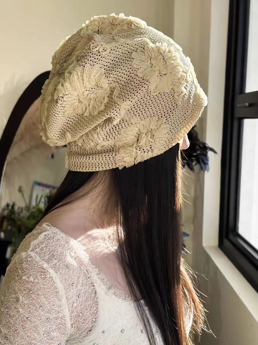 

Lace Knitted Beanies Hats For Women&Men Skullies Caps Unisex Pile Cap Outdoor Windproof Pullover Hats For Male Cold Cap Bonnet