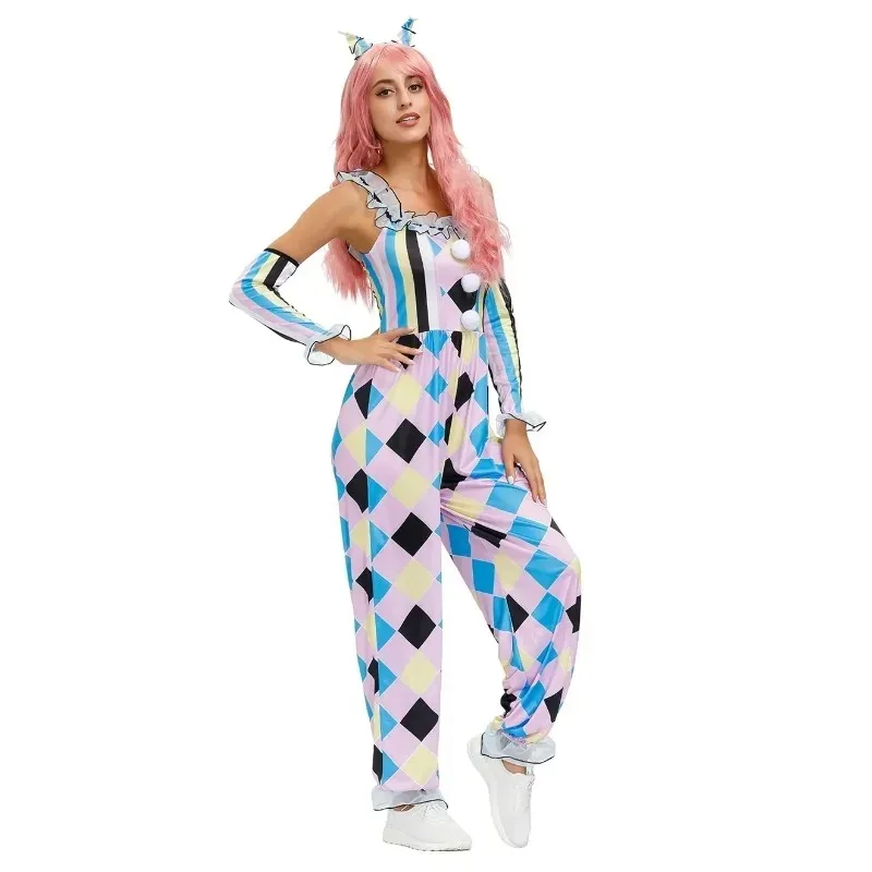New Arrival Adult Circus Clown Quinn Honey Joker Costume Women Halloween Party Horror Ghosts Cosplay Jumpsuit view 3