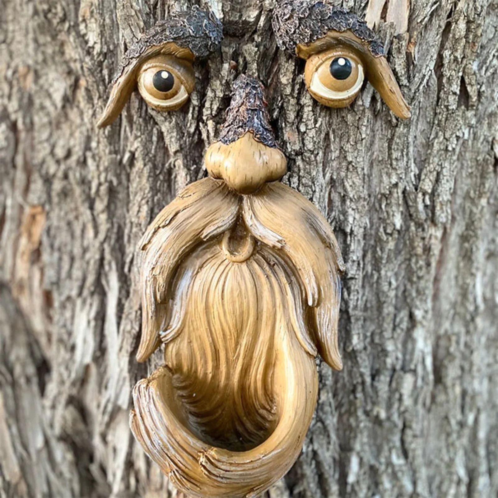 Tree Faces Bird Feeder Easter  Outdoor Garden Decor  Resin Face Tree Bark Ghost Face Facial Decoration Old Man Face Sculpture